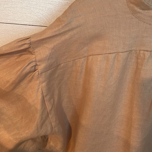 Saralam Women's Tan & Black 100% linen midi dress size 1X NWT! Lagenlook Neutral - Picture 10 of 14